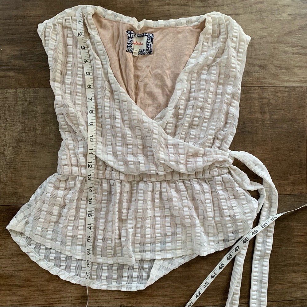 Anthropologie Deletta lace V neck side tie tank - Picture 9 of 11